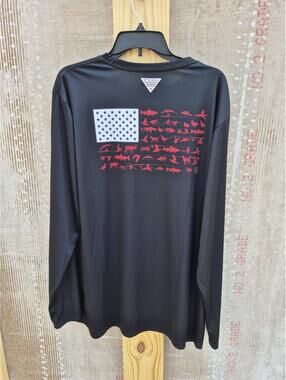 Columbia PFG Long Sleeve Tshirt Gamecocks NCAA New Tropical XL $50 MSRP Flag Blk